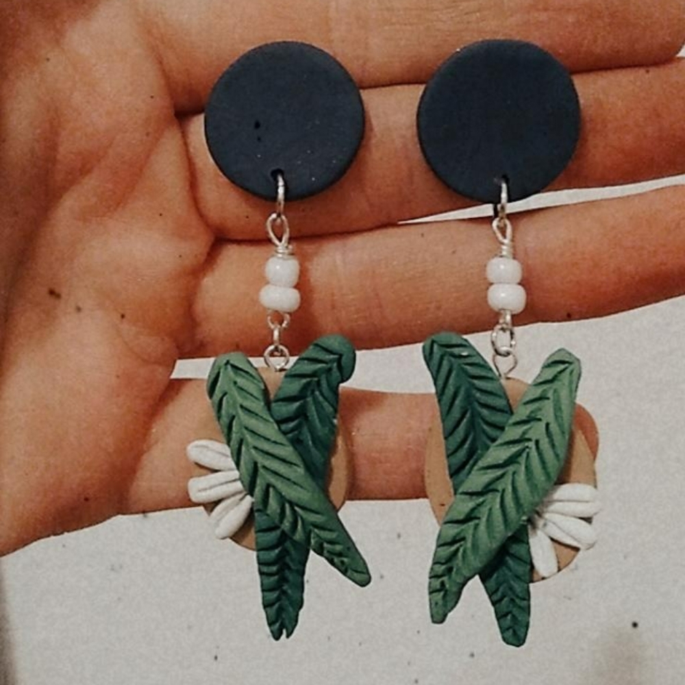 Palm tree clay earings